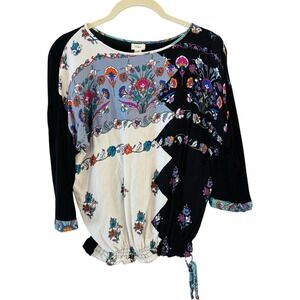 Anthropologie Tiny Womens Floral Boho Top Size S Pullover‎ Drawstring Feminine